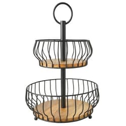 Gourmet Basics by Mikasa Savannah 2 Tier Metal Fruit Storage Countertop Basket, 12 x 12 x 16 Inch, Black