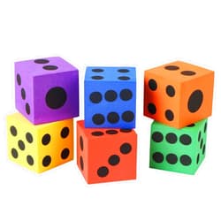 MIDELONG Foam Dice Set, 1.5 Inch Large Assorted Colorful Foam Dice Cubes with Number Dots, Playing Square Blocks Use for Gift Games Math Teaching Party Supplies, Pack of 6