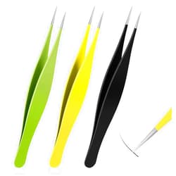 Salbsever 3 Pcs Fine Point Tweezers Ingrown Hair Tweezers Precision Nose Needle Point Tip Tweezers Fine Point Tip Ingrown Hair Stainless Steel Blackhead Remover for Facial Hair Eyebrow Remover