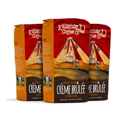 KALAMAZOO COFFEE COMPANY Crème Brulée Whole Bean Coffee - Cream of the Crop Flavored Coffee | 12oz Bag (3 Pack)