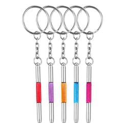 OPUGIT 5 Pcs Eyeglass Screwdriver Repair Kit Precision 4 in 1 Mini Screwdrivers Set,Sunglass Watch Toy Repair with Keychain, Stainless Steel Alloy Tool,Flat Head, Phillips, Hex(5 colors)