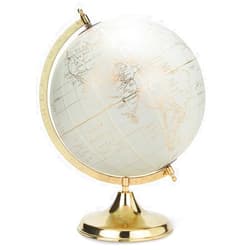 212 Main Abbott Collections 12 in. Globe on Stand Ivory & Gold - Large