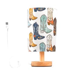 MFTJYO Bedside Table Lamp Cowboy Boots Table Lamp for Bedroom Nightstand Lamp with USB Port LED Desk Lamp Shade Living Room Dorm Office