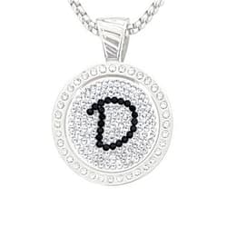 NAVIKA Black Initial D Micro Pave Crystal Golf Ball Marker + Chameleon Magnetic Necklace with Austrian Crystals | Golfing Accessory | Gift for Women Golfers