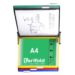 Tarifold Wall Mount Reference System - 10 Double-Sided Pockets - 20 Sheet Capacity - A4 Size - Landscape Mode - Assorted Colors (W291A4LAN)