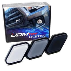 iJDMTOY Retro 3-Color Stripe Grille Badge Emblem w/No Removal Required Toggle Anchor Bolts, Compatible with Toyota Tacoma Tundra 4Runner FJ Cruiser RAV4 Hilux, etc (White/Grey/Black)