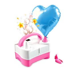Birodeko Electric Air Balloon Pump, Portable Dual Nozzle Balloon Inflator with Balloon Tying Tool for Party, Wedding, Birthday and Graduation (Pink)