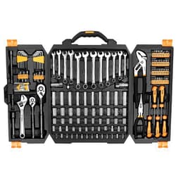 DEKOPRO 192 Piece Mechanics Tool Set Socket Wrench Set, Plastic Storage Case with Auto Repair Hand Tool Kit Wrench Tool Box Set