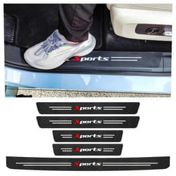 Turcee 5PCS Car Door Sill Protector,Carbon Fiber Sport Threshold/Rear Bumper Guard Sticker Door Edge Protection Decorate,Interior Accessories Self-Adhesive Anti-Scratch Waterpoor(White sport-5Pcs)