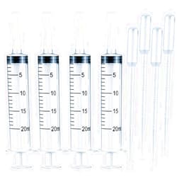 THINKPRICE 4 Pack 20mL Syringes for Lip Gloss Making Supplies Liquid TKP Lipgloss Base Flavoring Oil Oral Medicine Injection Feeding- with Tip Cap and Pipettes