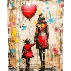 MSTINGSHUN Banksy Graffiti Paint by Numbers for Mother and Daughter DIY Painting on Canvas with Acrylic Paints Graffiti Wall Paint by Numbers for Adults Beginners 16x20 Inch (Without Frame)