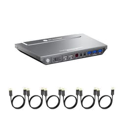 V AV Access AV Access KVM Switch 2 Computers 2 Monitors DisplayPort 8K@60Hz 4K@165hz/144hz, DP KVM Switch Dual Monitors with USB 3.0 Ports, Audio Out, IR Remote, Hotkey Switch, with 6 DP Cables