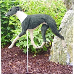 Michael Park Woodcarver Italian Greyhound Outdoor Garden Sign Hand Painted Figure Blue/White