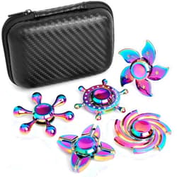 LNCOJOLM 5 Pack Metal Fidget Spinners Pack Stress Relief Toys for Kids Adults, Rainbow Finger Hand Spinner Bulk Set Sensory Desk Toy, Cool Gadget Easter Egg Filler Stuffer Birthday Gifts Party Favor