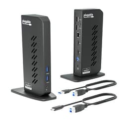 Plugable USB 3.0 and USB-C Universal Laptop Docking Station with 2 HDMI Ports for Windows, Mac, and ChromeOS (Gigabit Ethernet, Audio, 6 USB Ports)