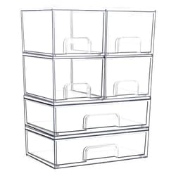 Vtopmart Stackable Storage Drawers Set of 6, Clear Plastic Organizer Bins for Bathroom Supplies,Ideal for Cabinet,Pantry,Laundry Room Organization