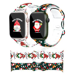 AYCQ 2 Pack Christmas Watch Bands Compatible with Apple Watch Band 38mm 40mm 41mm 42mm 44mm 45mm 46mm 49mm Fall Autumn Holiday Winter Snowman Santa Snowflake Xmas Gift Silicone Sport Replacement iPhone Strap iWatch Series 10 9 Ultra 8 7 6 5 4 3 2 1 SE Women Men