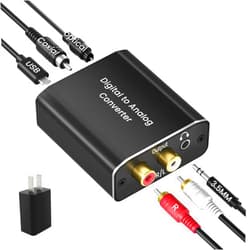 Hdiwousp Digital to Analog Audio Converter, Hdiwousp 192 kHz DAC Digital Coaxial and Optical Toslink to Analog 3.5mm Jack and RCA (L/R) Stereo Audio Adapter with Optical Cable for HDTV Home Cinema, Aluminum
