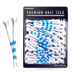 CHAMPKEY Premium 3 Prongs Golf Tees 50 Pack or 100 Pack - Low Friction and Resistance Golf Plastic Tees - Improve Swing Accuracy and Distance