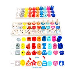 QZMTOY Wooden Montessori Toys for Kids, Toddler Number Puzzles Sorter Counting Shape Stacker Stacking Game Preschool Toys for Boy Girl Learning Education Math Blocks Chunky Puzzles Gift for Toddlers