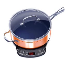 Nuwave Flex Precision Induction Cooktop, 10.25” Shatter-Proof Ceramic Glass, 6.5” Heating Coil, 45 Temps 100°F to 500°F, 4Qt Induction-Ready Healthy Ceramic Non-Stick Everyday Pan with Lid Included