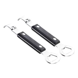 LITTLE COOK SINCE 1995 2PCS Can Opener Manual, Little Cook Stainless Steel Can Punch Bottle Opener, 2 in 1 Multifunctional Can and Beer Opener, Dishwasher Safe (2 Pack, Black)
