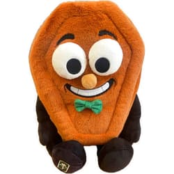 Titan Casket Mort Plushie - Adorable Casket-Shaped Plush Toy with Charming Green Bow Tie & Expressive Features