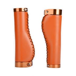 VGEBY1 1 Pair Lockable Bike Handlebar Grips, PU Leather Retro Bicycle Handle Grips Replacement