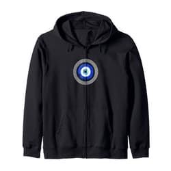 The Greek Key Merch Soulz Greek Evil Eye Mati Design for Men or Women Greek Key Print Zip Hoodie