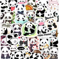 BulbaCraft 100Pcs Panda Stickers for Water Bottle and Laptop - Panda Party Supplies & Decorations, Waterproof Vinyl Decals, Cute Animal and Bear Stickers, Gifts for Women & Men