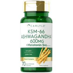 Carlyle KSM-66 Ashwagandha Capsules 600mg | 70 Count | with Melatonin 5mg | Potent Complex | Non-GMO, Gluten Free