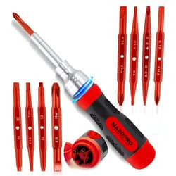 MaxoPro Ratcheting Screwdriver Set with Magnetic Tips - 19 In 1 Ratchet Multi Screwdriver - Portable and Multipurpose All In One Screwdriver, Phillips//Torx-Star/Hex/Square Bits