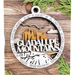 Handmade National Park Christmas Ornament, Laser Cut Wood Decor, Outdoor Enthusiast Gift, Vacation Keepsake (Guadalupe Mountains NP)