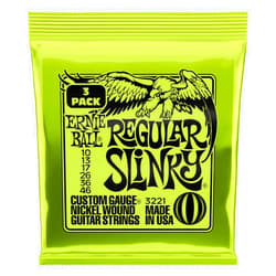 Ernie Ball Regular Slinky Nickel Wound Electric Guitar Strings 3-pack, 10-46 Gauge (P03221)