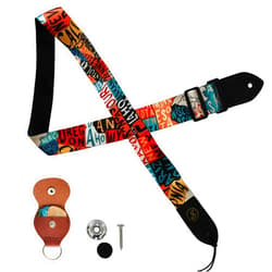 Speedee Music Embroidered Ukulele Strap Kit - 1 US Map Camo Design Ukulele Strap, 3 Guitar Picks, 1 Strap Button, 1 Pick Holder Orange Black Red Blue Yellow White