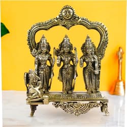 ARTVARKO Big Brass Ram Darbar Statue Shree Ram Ji Sita Laxman Hanuman Home Décor Puja Bhagwan Idol Murti for Mandir Temple 9 Inches