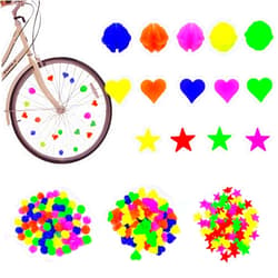 DXMWWTP 210 Pcs Bike Wheel Spokes Beads, Colorful Plastic Clip Beads Bicycle Bike Spoke Decorations, Children's Bike Spokes Accessoriess Wheel Decorations Covers for Kids Girls, Assorted Color and 3 Shapes