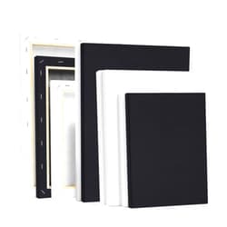 JenJen Tradition Black White Stretched Canvases for Painting Multi-Pack 3-Ea of11x14 8x10 5x7 Blank Painting Canvas 10OZ Gesso Fivefold Primed 100% Cotton Art Supplies for Acrylic Pouring Oil Paint Watercolor Tempera