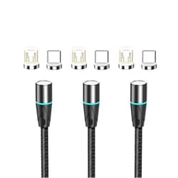 N. NETDOT Gen12 Magnetic Fast Charging Data Transfer Cable Compatible with Micro-USB & USB-C Smartphones Come with 2 Connectors Each Cable[5ft,3 Pack Black]