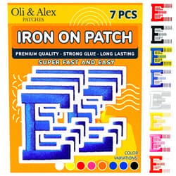 Oli and Alex Iron On Letters 2.4 inch - 7 pcs of E Blue Patches Letters for Clothing - Super Glue - No sew Needed - Embroidery Alphabet Football Team School University - Blue, E
