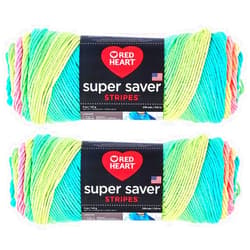 Red Heart Super Saver Bulk Buy: Red Heart Super Saver (2-Pack) (Retro Stripe, 5 oz Each Skein) Retro Stripe 5 oz each skein