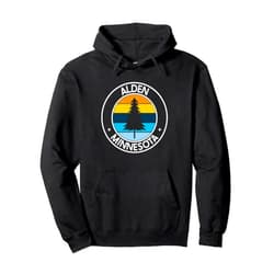 Minnesota City Pride Pine Tree Retro Sunset Alden Minnesota MN USA City Pride Retro Sunset Pullover Hoodie