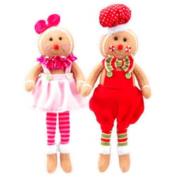 SCS Direct Christmas Gingerbread Plush Dolls, Set of 2 - 17