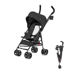 Dream On Me Rover Convenience Baby Stroller in Black, Lightweight & Compact Umbrella Stroller, Easy one-Hand fold Travel Stroller, Lockable Rear Wheels, Removable & Adjustable Canopy