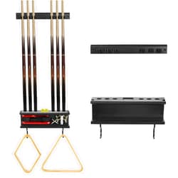 SISIPAI LIFE Pool Stick Holder Wall Mount, 6 Cues Pool Cue Holder Hardwood, Cue Stick Holder, Billiards Pool Cue Rack for Storage Billiards Accessories, Pool Table Accessories Organizer