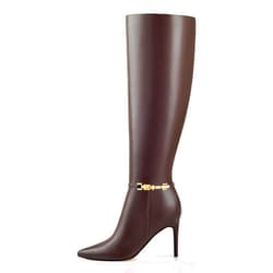 Adrizzlein Knee High Boots Women Pointed Toe Stiletto Tall Boots Sexy High Heel Long Boots Fashion Dress Shoes With Side Zipper