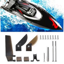 Shanrya RC Boat Parts Set - Steering Tail Rudder & Turn Fin Accessories - Fits FT012 Brushless RC Boat - Black - For Hobbyists & Adults - Ages 8+