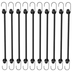 ZHOUBIN Small Bungee Cord with Hooks,15 Inch Black Bungee Cords for DIY, Camping, Tarps, Tents, Hiking, Camping, Luggage(10 Pack)