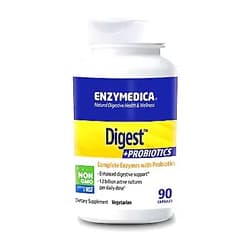 Enzymedica, Digest + Probiotics, Enzyme Support for Healthy Digestion and Relief from Occasional Gas, Bloating, and Indigestion, 1.2 Billion CFU, 90 Capsules 90 Count (Pack of 1) Standard Packaging