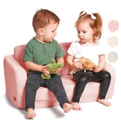 ZICOTO Sturdy Kids Couch and Chair for Fun Play Time or Comfy Lounging - The Perfect 2 in 1 Toddler Sofa Easily Unfolds Into a Super Soft Lounger - Modern Fold Out Chair for Babies Fits Nicely with Any Decor